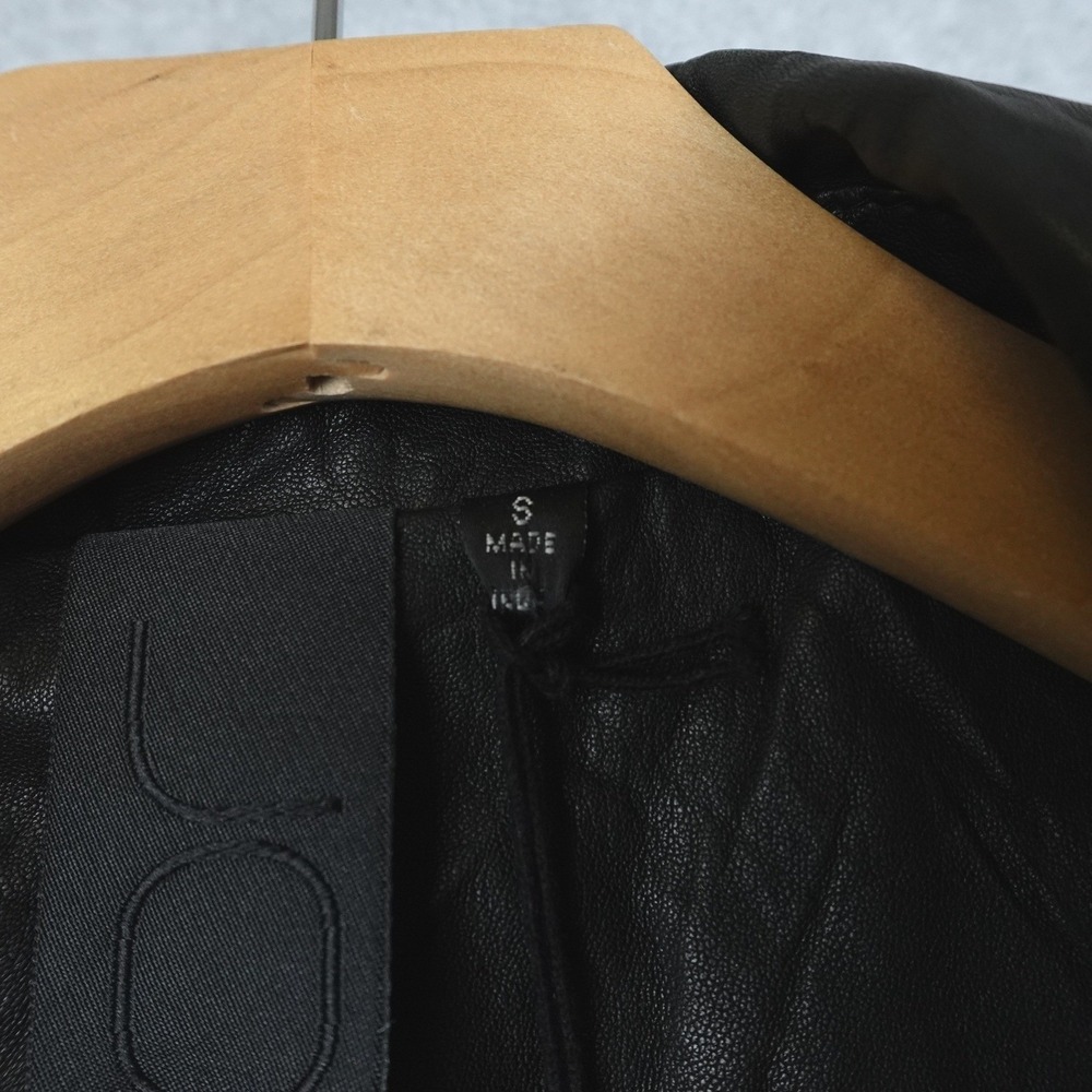 JOES Sheep Leather Jacket Black Biker Moto Zippered Women's Small Cropped Punk - Picture 3 of 16